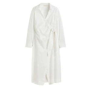 H&M Linen Blend Wrap Shirt Dress NWT  | Cream | Size S
